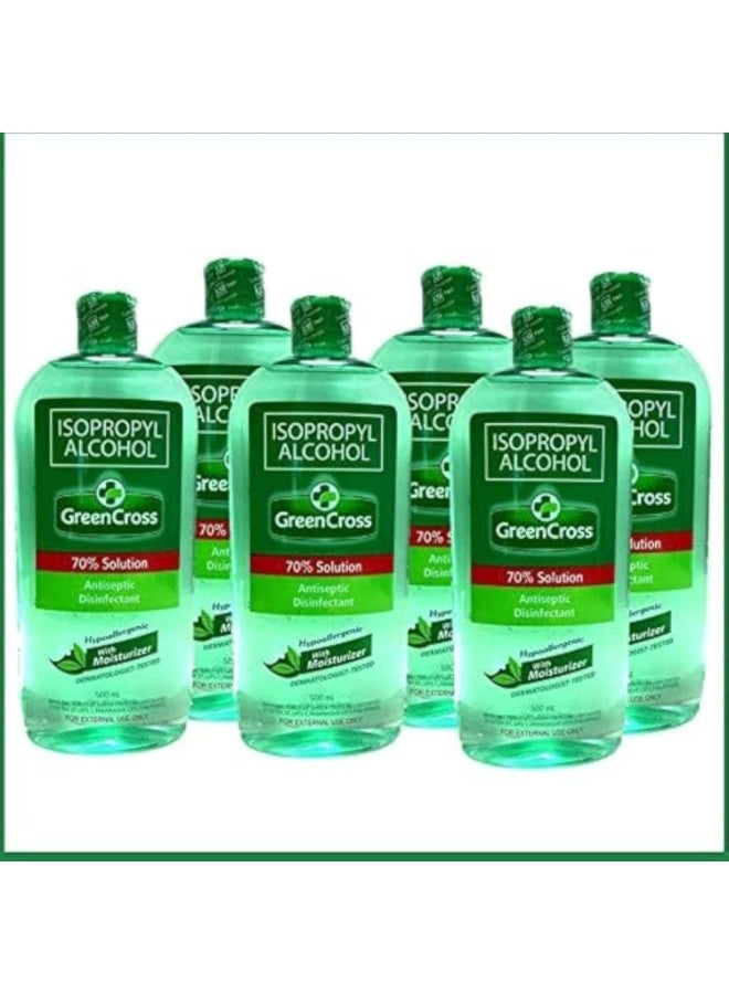Green Cross Isopropyl Alcohol 70% with Moisturizer, 500ml - Pack of 6
