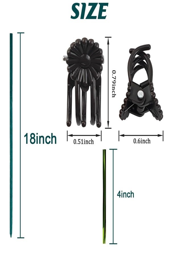 TIHOOD 200PCS/Set Bamboo Plant Stakes Kit, 50PCS Orchid Clips with 50PCS 18” Green Bamboo Plant Stakes, 100PCS Metallic Twist Ties for Supporting Stems Vines Stalks Grow Upright (Green) - Image 2