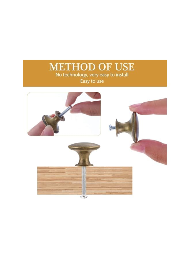The Bros 12 Pcs Kitchen Cabinet Knobs, Round Antique Dresser Knobs Kitchen Drawer Knobs Zinc Alloy Cupboard Door Knobs Dresser Drawer Handle Pulls Hardware with Screws (Yellow Bronze) - Image 3