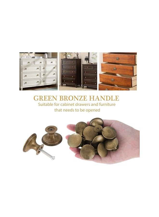 The Bros 12 Pcs Kitchen Cabinet Knobs, Round Antique Dresser Knobs Kitchen Drawer Knobs Zinc Alloy Cupboard Door Knobs Dresser Drawer Handle Pulls Hardware with Screws (Yellow Bronze) - Image 5