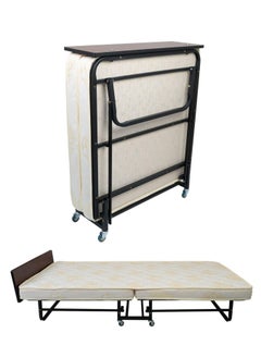 Folding Bed with Foam Mattress Portable Guest Bed for Adults Fold Up Bed with Metal Frame