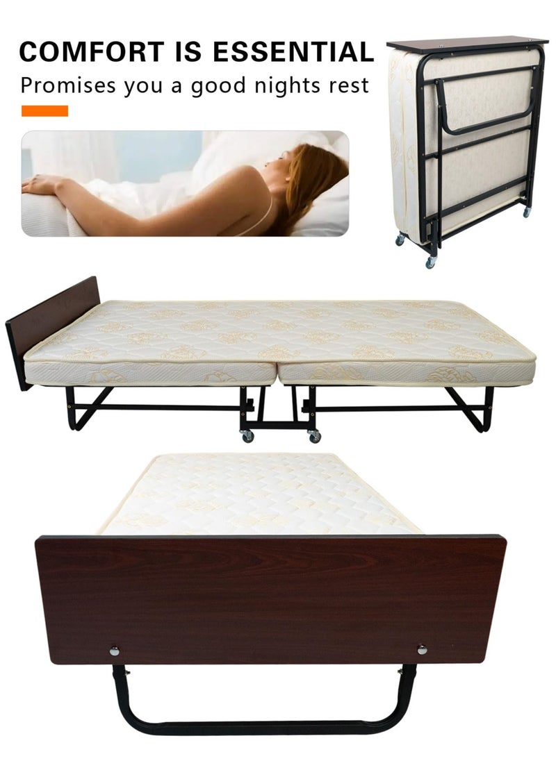 Meishida - Folding Bed with Foam Mattress Portable Guest Bed for Adults Fold Up Bed with Metal Frame - Image 1