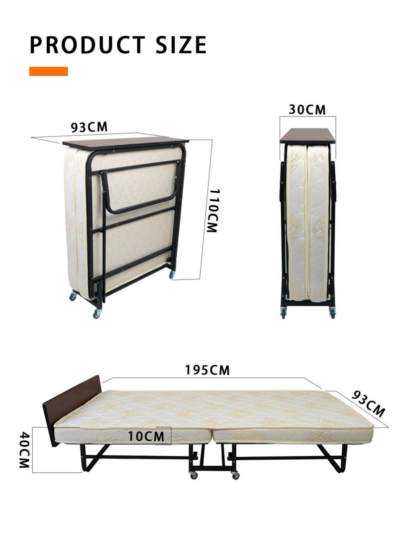 Meishida - Folding Bed with Foam Mattress Portable Guest Bed for Adults Fold Up Bed with Metal Frame - Image 1