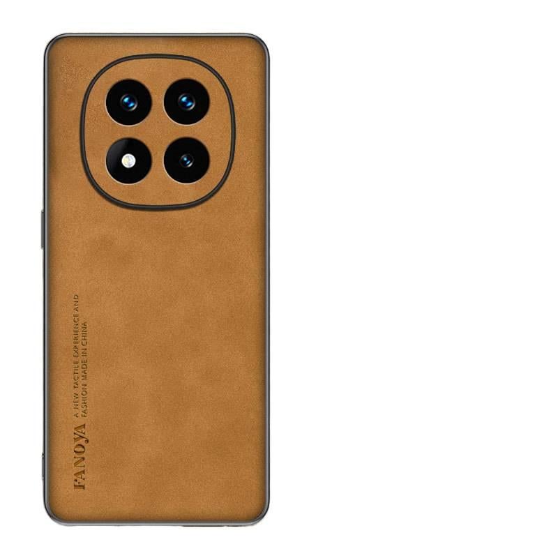 غطاء واقي، مقاوم للصدمات لـ Redmi Note 14 Pro، Amber Brown، ملمس جلد، حماية من السقوط, مقاوم للخدش باللون البني باللون الأحمر - Image 4