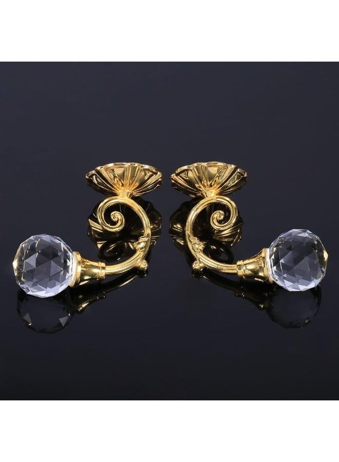 Goolsky 2pcs Metal Crystal Glass Curtain Holdback Wall Tie Back Hooks Hanger Holder Window Accessories - Image 2