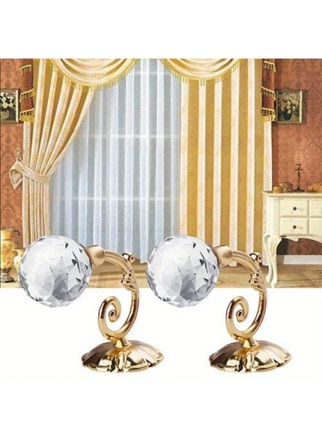 Goolsky 2pcs Metal Crystal Glass Curtain Holdback Wall Tie Back Hooks Hanger Holder Window Accessories - Image 4