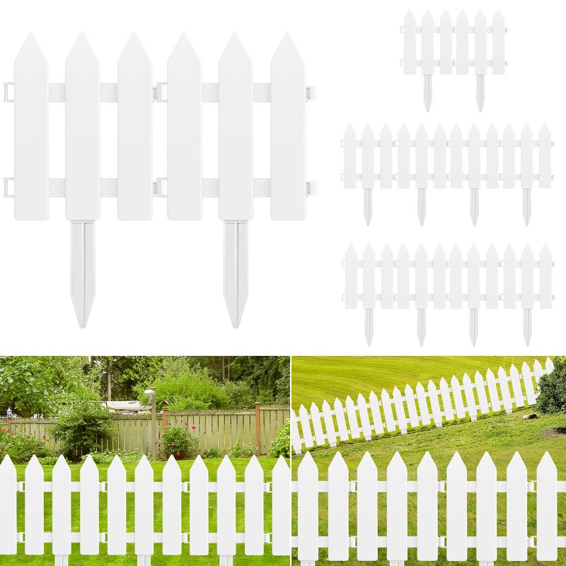 ELECLAND Garden Fence with 6 Pieces Fence Insert White Plastic Fence Garden Picket Fence Edgings Lawn Flowerbeds Plant Borders Decorative Garden Yard (12) - Image 1