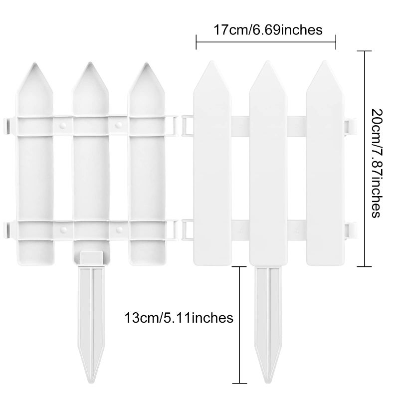 ELECLAND Garden Fence with 6 Pieces Fence Insert White Plastic Fence Garden Picket Fence Edgings Lawn Flowerbeds Plant Borders Decorative Garden Yard (12) - Image 2