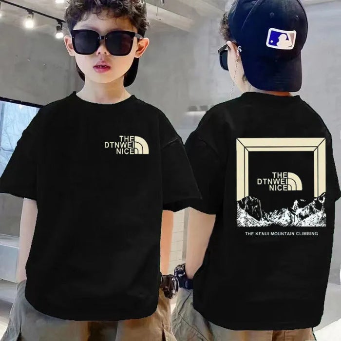 Pure Cotton Boys' Round Neck Short-Sleeved T-Shirt 2026 New Style Kidsren'S Loose-Fitting Bottoming Shirt For Older Kidsren Trendy Half-Sleeved Top - Image 1