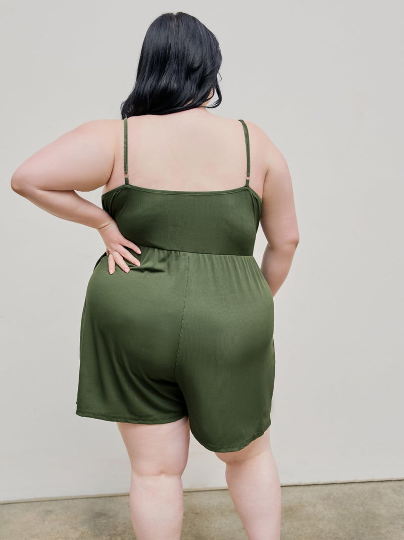 CIDER Plus Size Rompers For Curvy Women V Neck Sleeveless Spaghetti Strap Wide Leg Shorts Overalls Jumpsuit Summer Outfits - Image 5