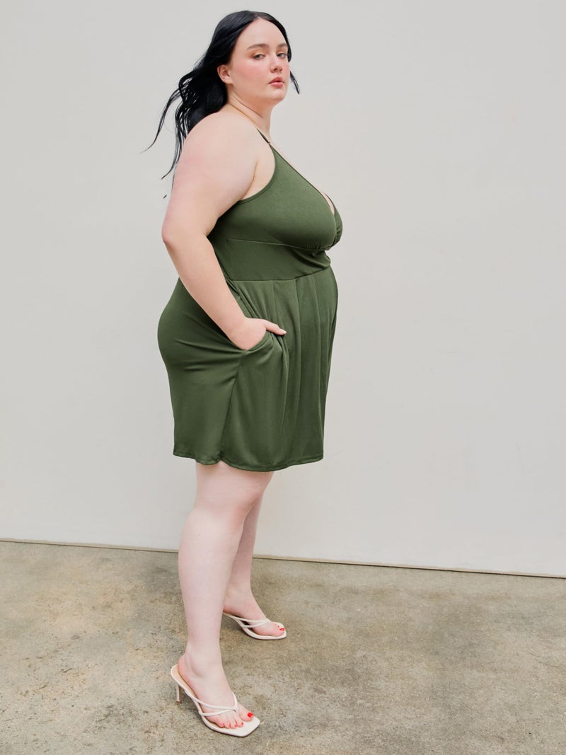 CIDER Plus Size Rompers For Curvy Women V Neck Sleeveless Spaghetti Strap Wide Leg Shorts Overalls Jumpsuit Summer Outfits - Image 4