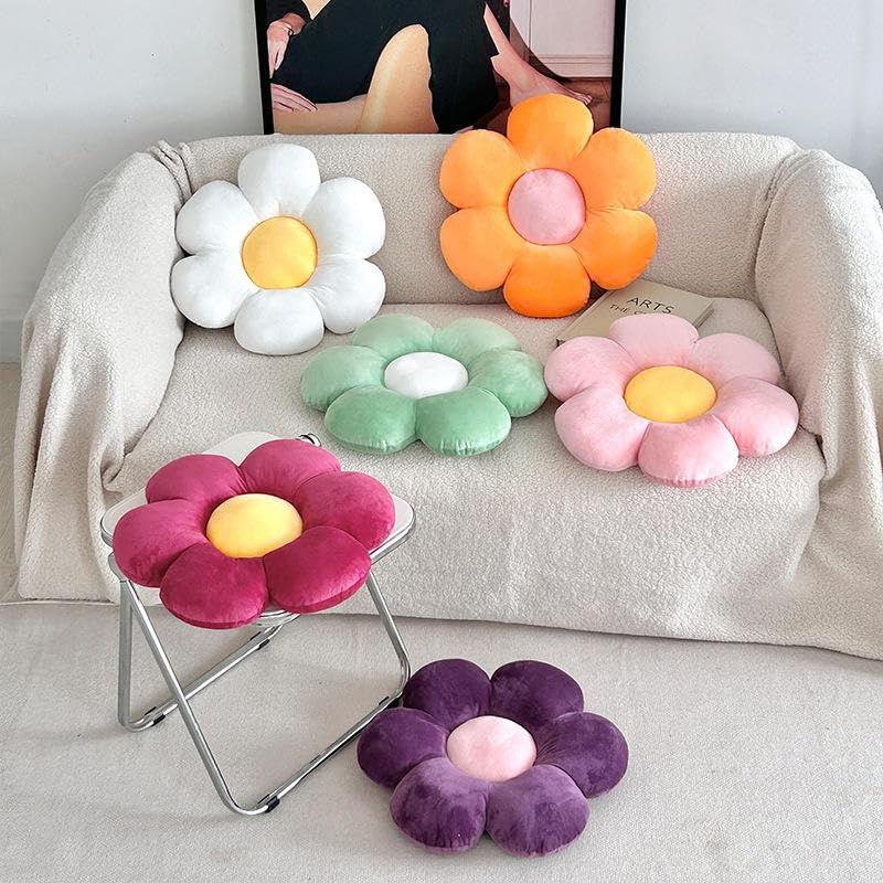 AVSHUB Sunflower Shaped 6 Kali Cushion Cute Preppy Decorative Throw Pillow | Floor Pillowcase with Fibre Filling Aesthetic Decoration for Sofa Bedroom Car Office (White) - Image 5