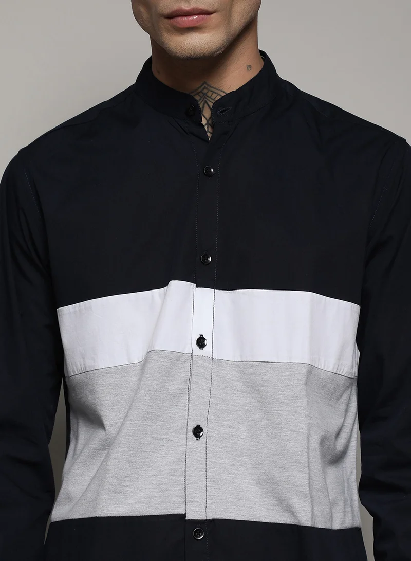 Campus Sutra Men's Multicolour Contrast Panel Shirt