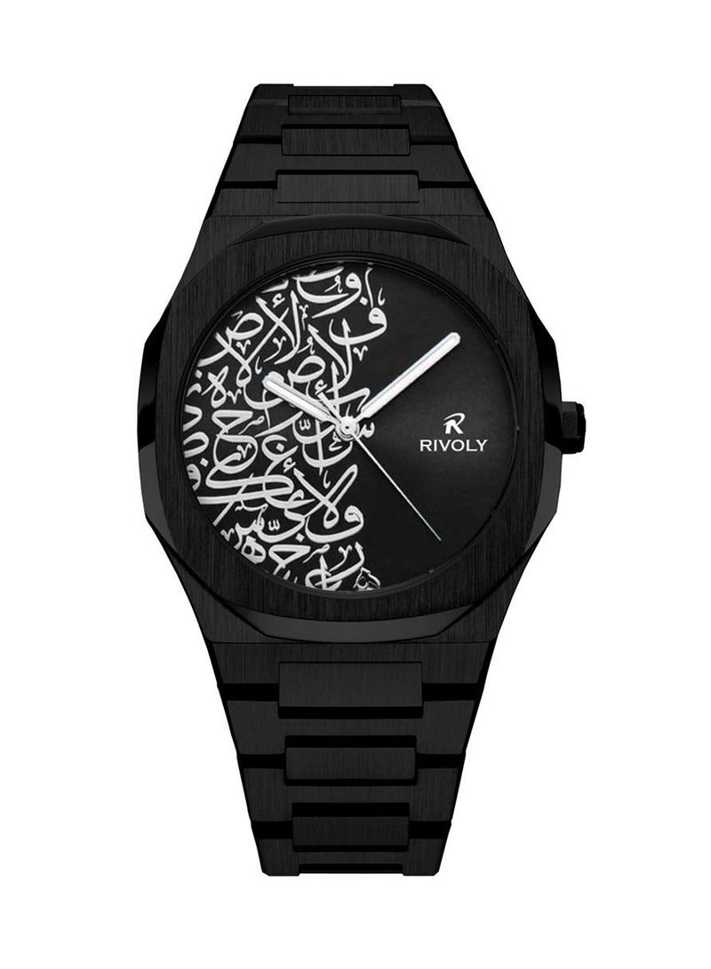 ريفولي ساعة رجال عصرية ستانلس استيل مكتوب عليها الاحرف العربية