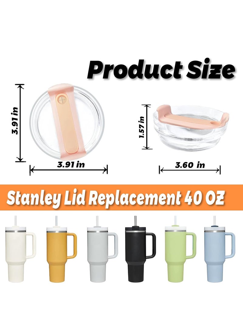 2PCS Tumbler Lids Fit for Stanley 40 OZ Cup, Replacement Lids Fit for Stanley Adventure Quencher Travel Tumbler 40 OZ, Clear Spill Proof Tumbler Cover for Stanley Cup Accessories (Clear-Pink) - Image 2