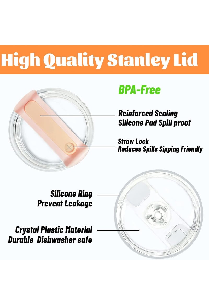 2PCS Tumbler Lids Fit for Stanley 40 OZ Cup, Replacement Lids Fit for Stanley Adventure Quencher Travel Tumbler 40 OZ, Clear Spill Proof Tumbler Cover for Stanley Cup Accessories (Clear-Pink) - Image 3