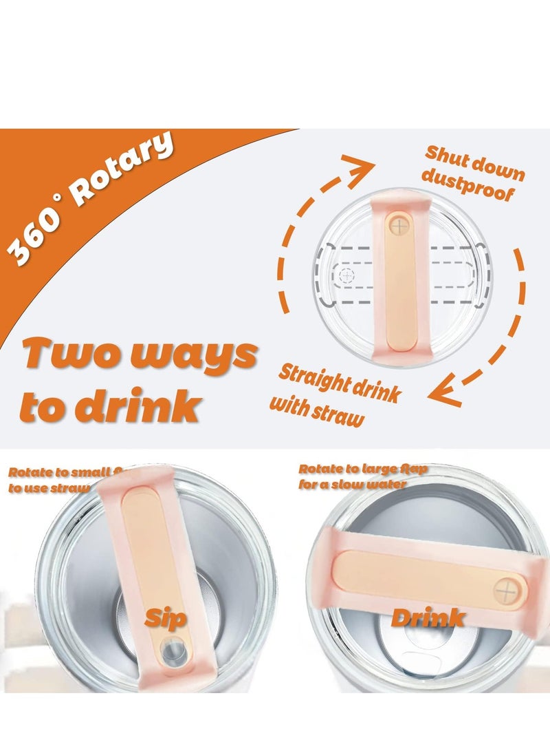 2PCS Tumbler Lids Fit for Stanley 40 OZ Cup, Replacement Lids Fit for Stanley Adventure Quencher Travel Tumbler 40 OZ, Clear Spill Proof Tumbler Cover for Stanley Cup Accessories (Clear-Pink) - Image 4