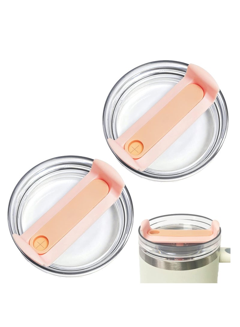 2PCS Tumbler Lids Fit for Stanley 40 OZ Cup, Replacement Lids Fit for Stanley Adventure Quencher Travel Tumbler 40 OZ, Clear Spill Proof Tumbler Cover for Stanley Cup Accessories (Clear-Pink) - Image 1