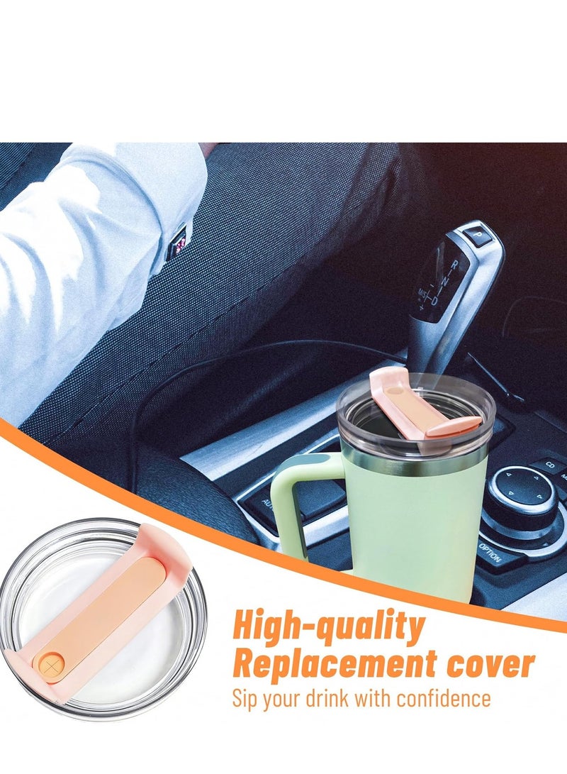 2PCS Tumbler Lids Fit for Stanley 40 OZ Cup, Replacement Lids Fit for Stanley Adventure Quencher Travel Tumbler 40 OZ, Clear Spill Proof Tumbler Cover for Stanley Cup Accessories (Clear-Pink) - Image 5