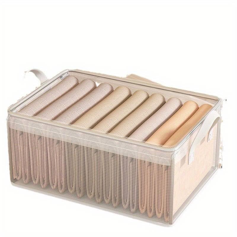 Homartel Homartel Pack of 1 Transparent Storage Organiser Box for Clothes with Steel Frame Handle Foldable Closet Basket for Wardrobe Cupboard Almirah Shelves Home  - Image 1