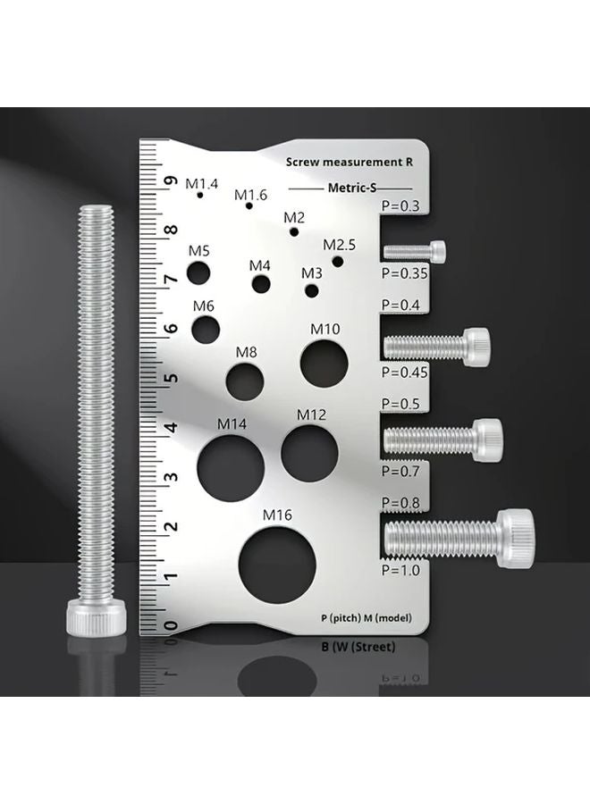 304 Stainless Steel Screw Measuring Ruler Set Thread Measuring Gauge M12 Pitch Caliper - Image 2