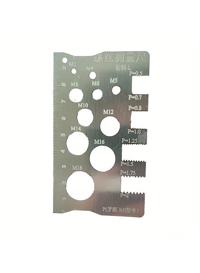304 Stainless Steel Screw Measuring Ruler Set Thread Measuring Gauge M12 Pitch Caliper - Image 1