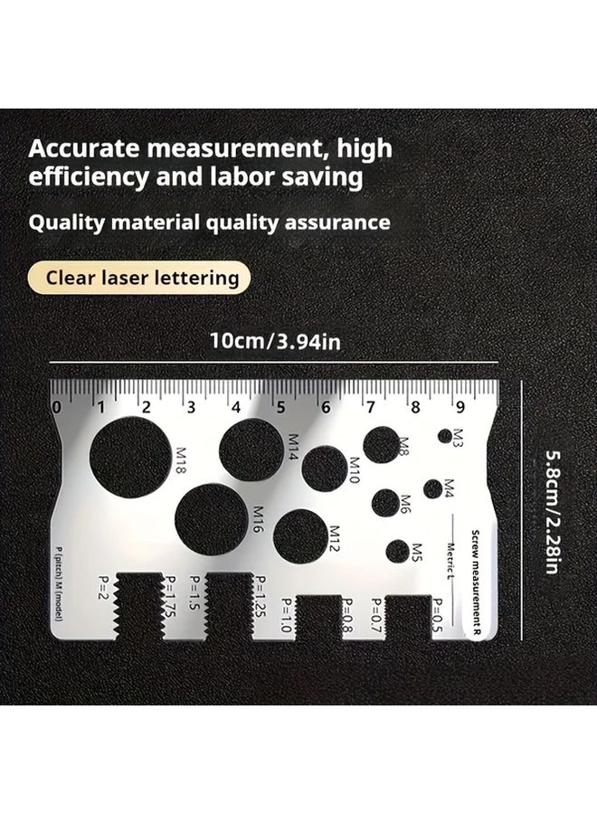 304 Stainless Steel Screw Measuring Ruler Set Thread Measuring Gauge M12 Pitch Caliper - Image 3