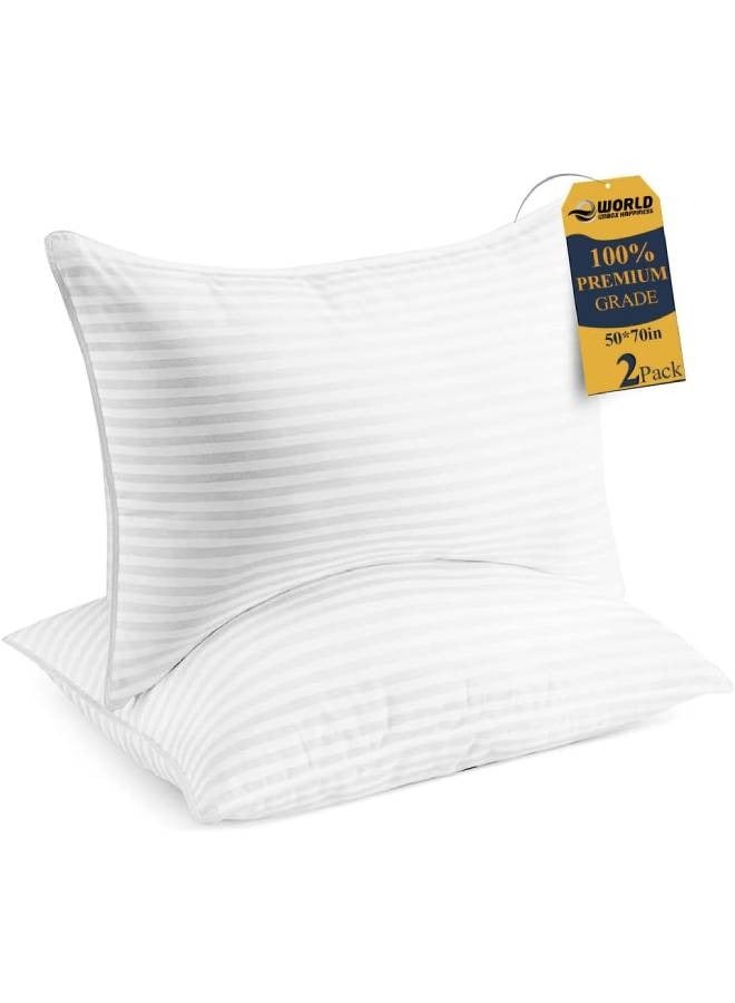 Eworld 2 Pack Polyfiber Bed Pillows for Sleeping- Ultra Soft Breathable Down Alternative Pillows - Hotel Luxury Collection Pillows for Back Stomach or Side Sleepers (50X75cm) - Image 1