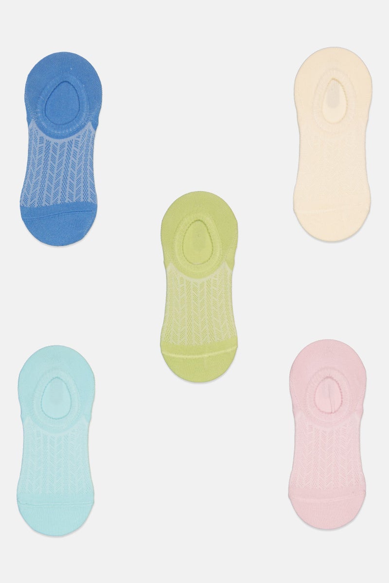 RBX Women 5 Pairs Round Invisible Socks, Multicolor  - Image 1