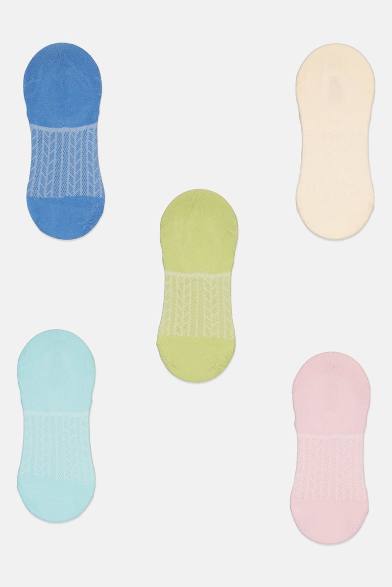 RBX Women 5 Pairs Round Invisible Socks, Multicolor  - Image 2