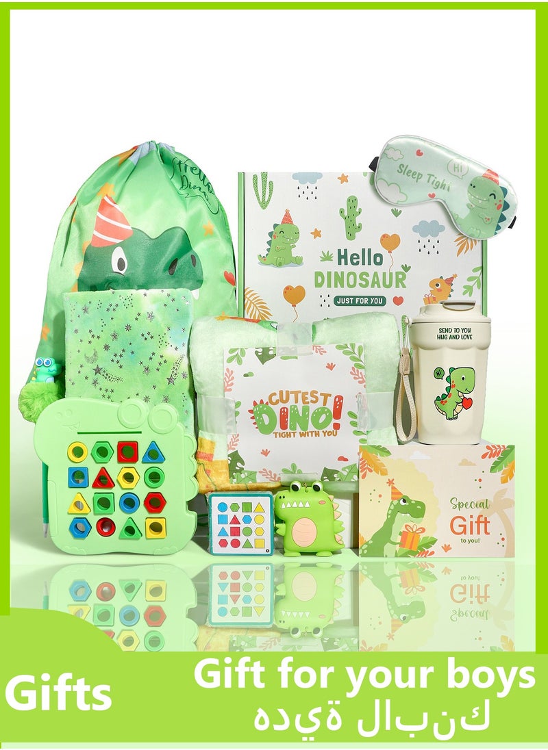 Arabest Dinosaur Gift Box for Kids - 10pcs Educational Toys Set with Blanket Puzzle & Backpack | 3-12 Year Old Boys Birthday Gifts  - Image 1