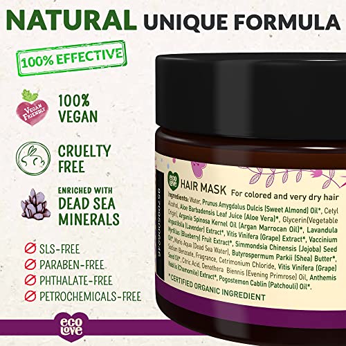 ecoLove Hair Mask for Dry Damaged Hair, Natural Hair Mask Deep Conditioning, 11.8 oz - Vegan and Cruelty-Free, With Lavender Extract, Organic Ingredients, SLS and Parabens Free - Image 2