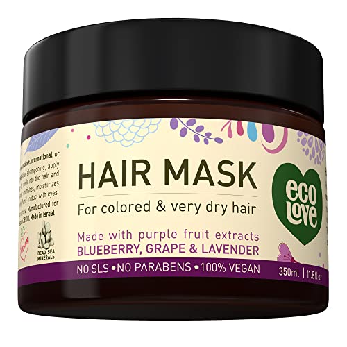 ecoLove Hair Mask for Dry Damaged Hair, Natural Hair Mask Deep Conditioning, 11.8 oz - Vegan and Cruelty-Free, With Lavender Extract, Organic Ingredients, SLS and Parabens Free - Image 1