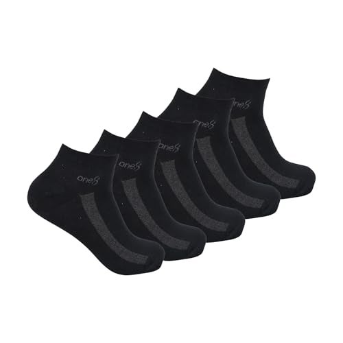 ONE8 By Virat Kohli ANTIMICROBIAL Cotton Breathable Daily-Wear/Running/Gym/Training Low-Ankle Ankle Length Socks For Men (Pack of 5) | Black - Image 1
