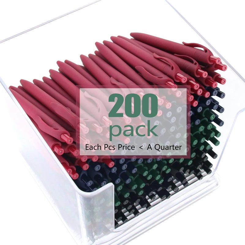 deegtran Pens Bulk, 200 Pack No Bleed Black Pens, Retractable Ballpoint Pens, Medium Point, Smooth Ink Pens, 1.0MM Black Ink - Image 3