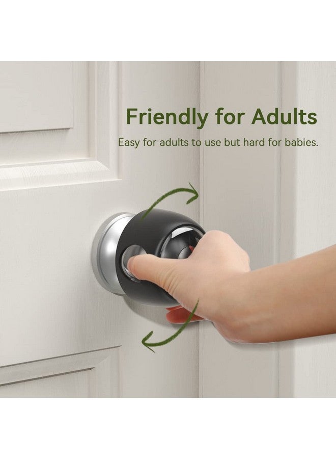 Eudemon 4 Pack Updated Door Knob Cover Baby Safety Door Lock Childproof Safety Cover Door Handle Cover For Kids Safety (Clearblack) - Image 3