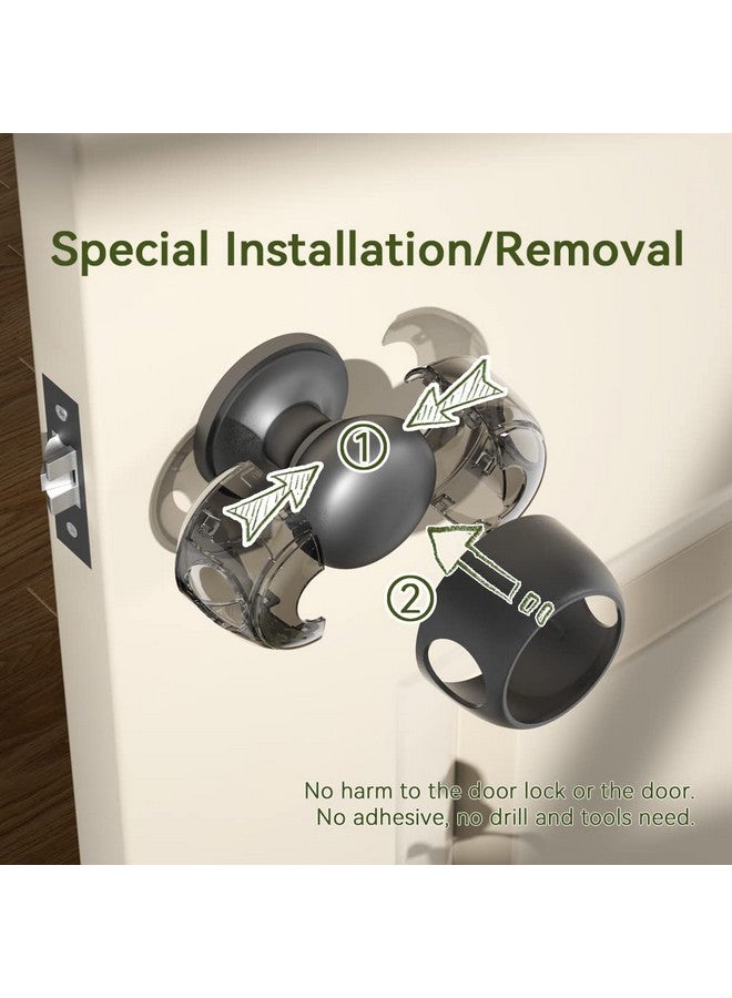 Eudemon 4 Pack Updated Door Knob Cover Baby Safety Door Lock Childproof Safety Cover Door Handle Cover For Kids Safety (Clearblack) - Image 4