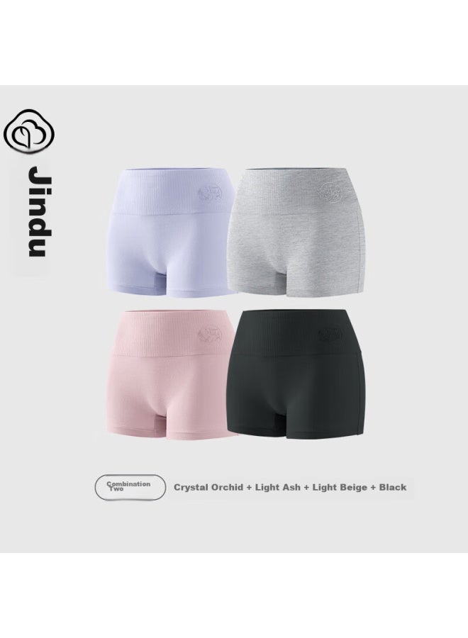 Jindu Women's Cotton High Waist Safety Ladies' Pure Cotton Crotch Square Shorts Blue + Gray + Beige + Black L - Image 1