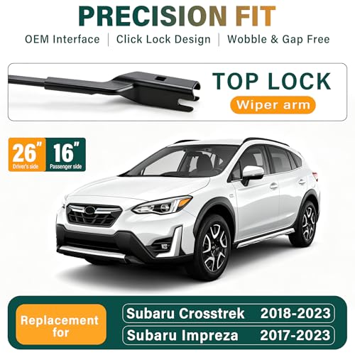 KVQ Windshield Wiper Blades Replacement for Subaru Crosstrek 2018-2023, Impreza 2017-2023 Original Factory Quality Front Rear Wiper Blade Set - 26" 16" 12" (Set of 3) - Image 2