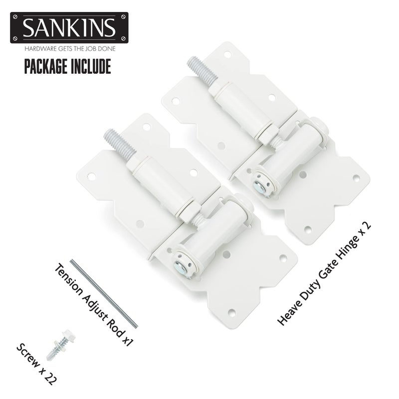 Sankins Self Closing Gate Hinges Heavy Duty Hardware Hinges For Wooden/Vinyl/Pvc Fences  90 Degree Adjustable Gate Hinge With Installation Screws And Swing Adjuster Tool  2 Pack/Set  White - Image 3