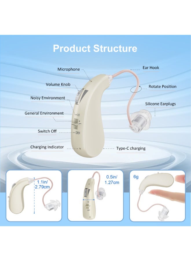 Rechargeable Hearing Aid for Seniors with Noise Cancellation ,Comfortable Design, Easy Volume Control - Image 5