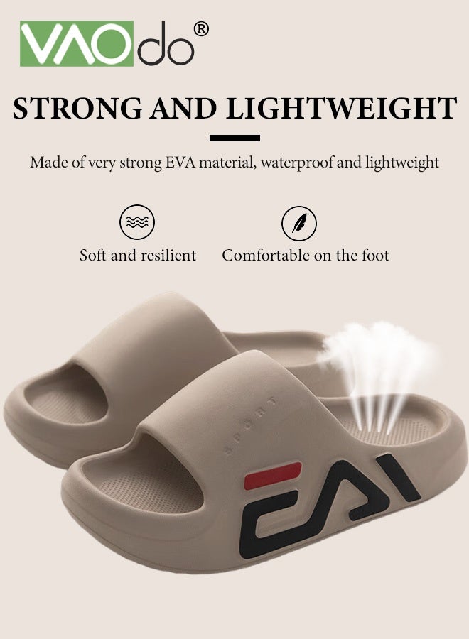 VAOdo Men's Pillow Slippers, Non-slip and Lightweight Cloud Slides, Soft EVA Open Toes Shower Shoes, Quick Dry Bath Slipper for Indoor and Outdoor Brown - Image 5