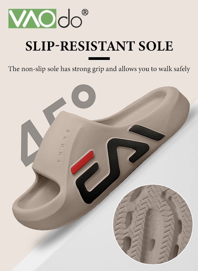 VAOdo Men's Pillow Slippers, Non-slip and Lightweight Cloud Slides, Soft EVA Open Toes Shower Shoes, Quick Dry Bath Slipper for Indoor and Outdoor Brown - Image 3