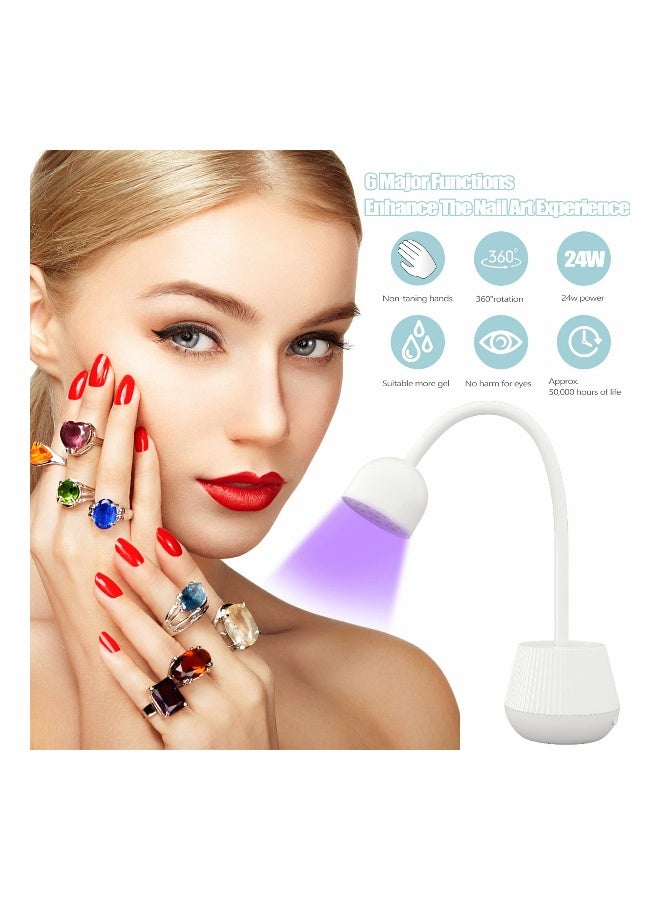 Generic LED UV Nail Lamp for Gel Nails, Mini Lotus Hands Free Light 360° Rotatable Nail Dryer Portable Quick Dry Nail Polish Curing Lamp Gooseneck Flash Cure Light for Home DIY & Salon Manicure Decor  - Image 2