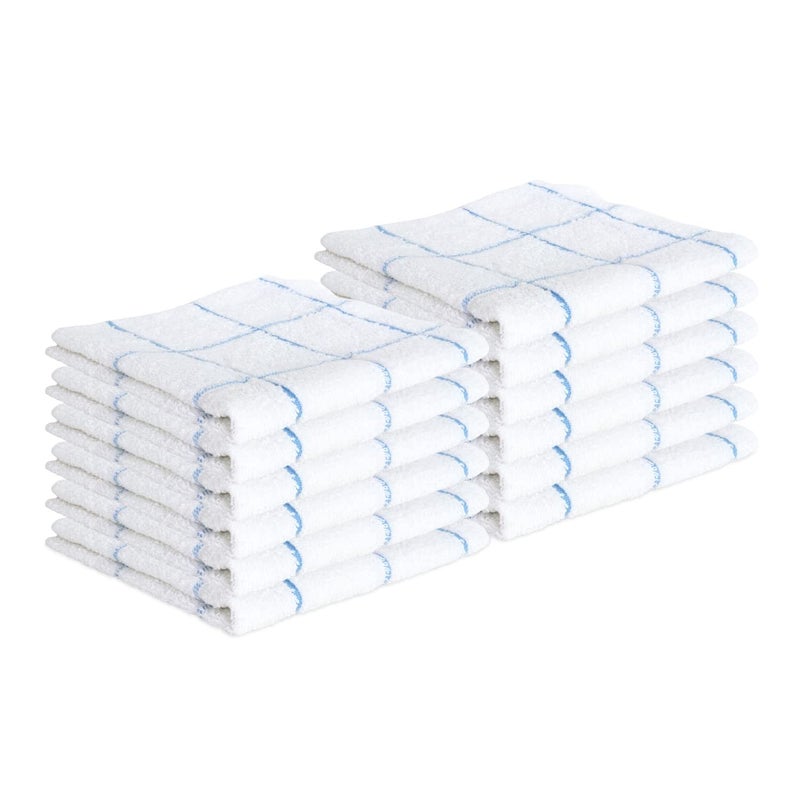 Arkwright Dish Towels for Kitchen  Pack of 12 Soft 100 Cotton Terry Dishcloths Highly Absorbent  Quick Dry Washcloths for Washing Drying and Cleaning Dishes 12 x 12 in Blue