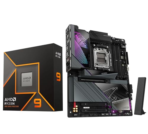 Micro Center AMD Ryzen 9 9900X CPU Processor with GIGABYTE X870E AORUS Master Motherboard (ATX, DDR5, 4X M.2, PCIe 5.0, USB4, WIFI7) - Image 1