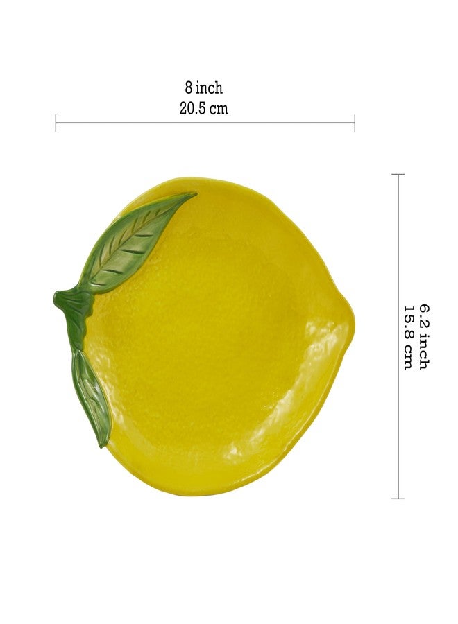 Bico Lemon Shape Handpainted 8 inch Stoneware Salad Plates Set, Set of 4, Microwave & Dishwasher Safe, for Salad, Appetizer, Tapas, Picnic - Image 2