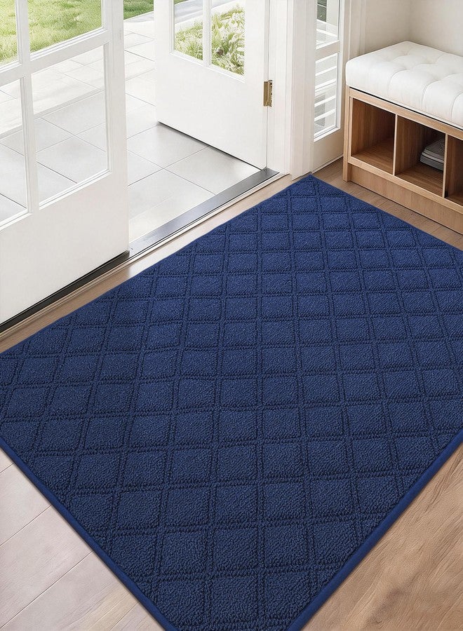 BEQHAUSE Dirt Trapper Door Mat 32" x 48", Non-Slip Washable Doormats Welcome Mat, Dirt Resistant and Absorbent Entrance Mat, Low Profile Floor Mats for Front Back Door, Entryway, Blue - Image 1
