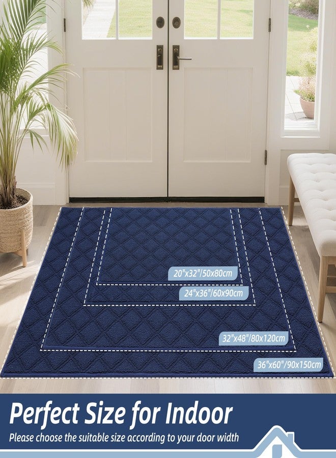 BEQHAUSE Dirt Trapper Door Mat 32" x 48", Non-Slip Washable Doormats Welcome Mat, Dirt Resistant and Absorbent Entrance Mat, Low Profile Floor Mats for Front Back Door, Entryway, Blue - Image 2