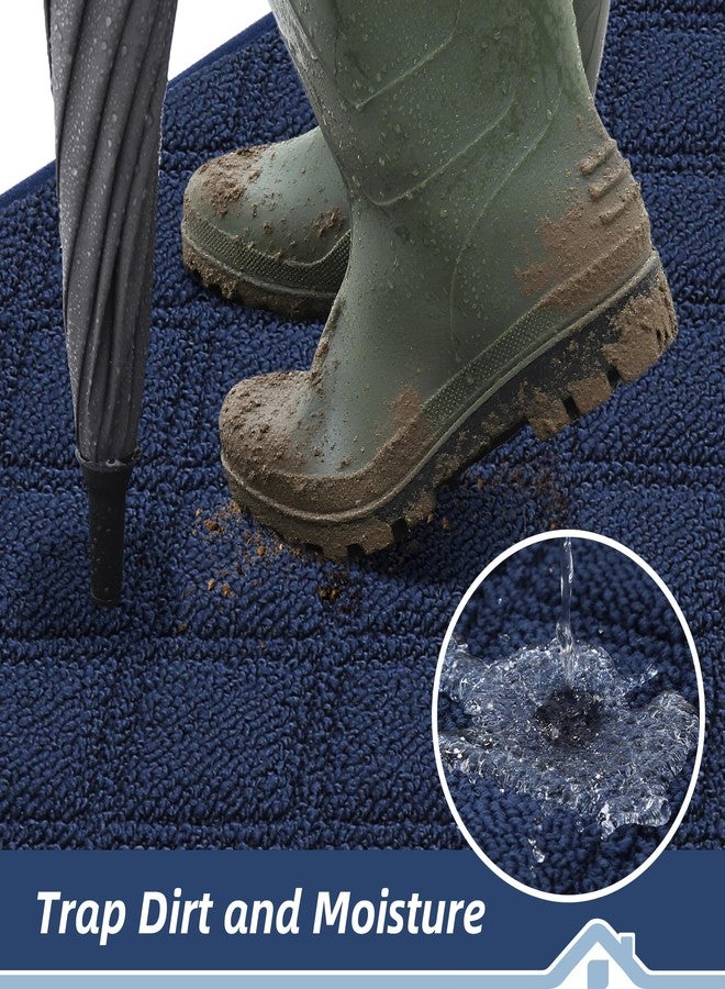 BEQHAUSE Dirt Trapper Door Mat 32" x 48", Non-Slip Washable Doormats Welcome Mat, Dirt Resistant and Absorbent Entrance Mat, Low Profile Floor Mats for Front Back Door, Entryway, Blue - Image 3